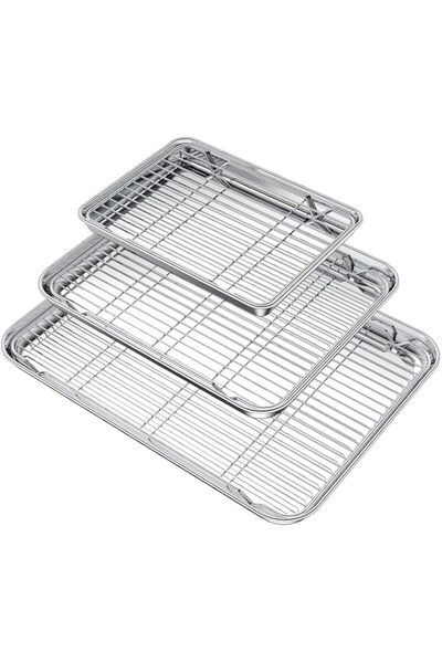 Generic Wildone Baking Sheet with Rack Set (3 Pans + 3 Racks), Stainless Stee...
