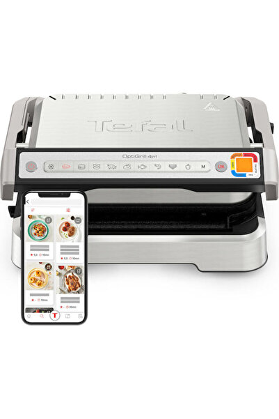 TEFAL Optigrill 4-σε-1 Επιτραπέζια Ηλεκτρική Ψησταριά με Λεία και Ραβδωτή Πλά...