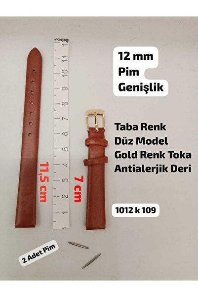 Brality 12 mm Uyumlu Kol Saati Kordonu- Taba Renk Düz Model - GOLD RENK TOKA ...