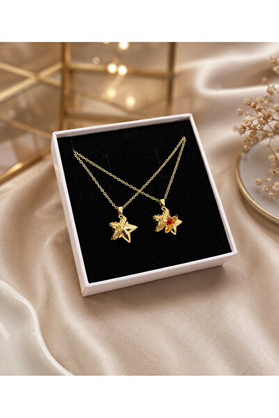 shop IŞIKLI KUTUDA İÇİ AÇILABİLEN KALPLİ GOLD YILDIZ KOLYE ÇELİK