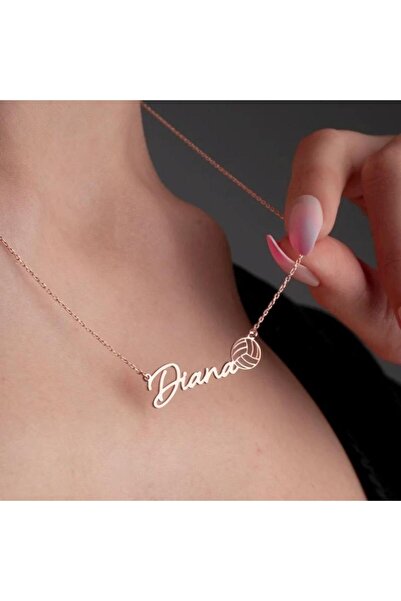 N!da Jewelry 925 Ayar Gümüş Voleybol Topu Detaylı İsim Kolye