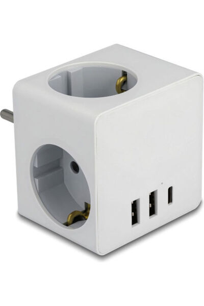 DELOCK PowerCube Ασφαλείας 3 Πρίζες με 2 USB-A και USB-C Κωδικός: 11496