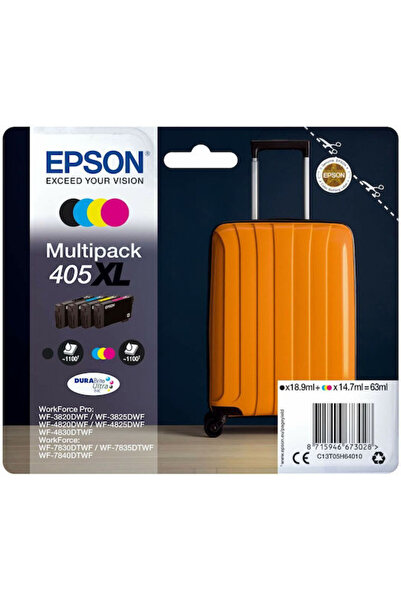 EPSON 405XL Γνήσια συσκευασία 4 τεμαχίων μελανιών για εκτυπωτές inkjet Κίτριν...