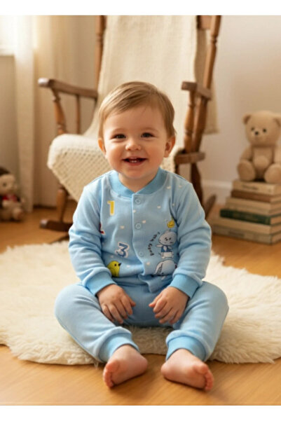 Erca Home Tekstil Ürünleri 100% Cotton Baby Boy Pajama Set Blue 0-3 Months