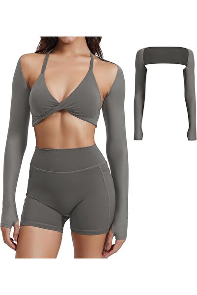 GENERAL YEOREO Women Crop Top Long Sleeve Bolero Open Front Workout Cropped S...