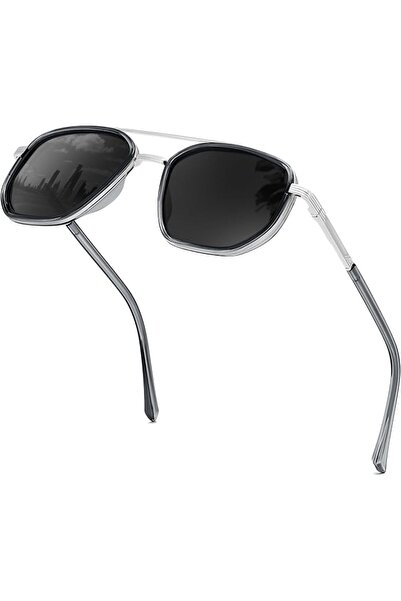 FEISEDY Polarized Women Men Square Pilot Sunglasses Vintage Semi-Metal Sun Gl...