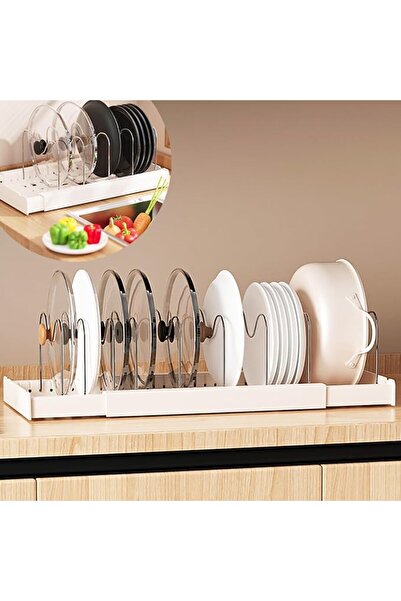 TERRIFI Cutting Board Organizer & Dish Rack - Adjustable Pot Lid Holder for B...