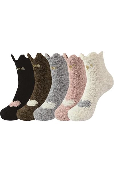 KASTWAVE 5 Pairs Women’s Fluffy Cozy Socks,Soft Fuzzy Winter Bed & Slipper So...