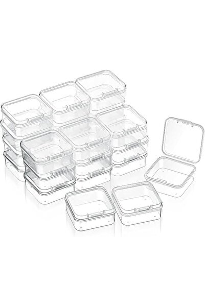 KASTWAVE 24 Pcs Small Clear Plastic Storage Containers, 4x4x2cm Mini Boxes wi...