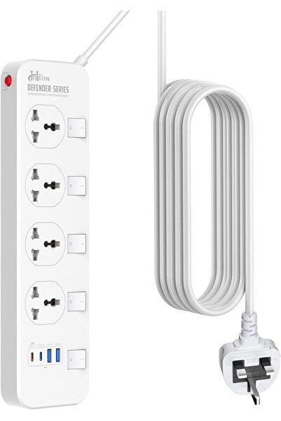 Hoteon لوحة تمديد كهربائية مع منافذ USB، شريط طاقة 2500 واط/10 أمبير، 4 مخارج...