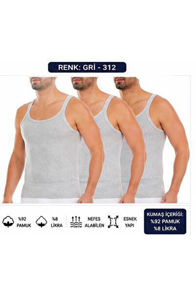 Yıldız Çamaşır Men's Camisole Lycra Thin Strap Undershirt (310-311-312) - 3 P...
