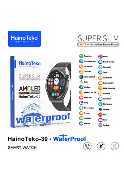 HAINOTEKO ساعة ذكية -4 بشاشة AMOLED عالية الدقة - هيكل من التيتانيوم مقاوم لل...