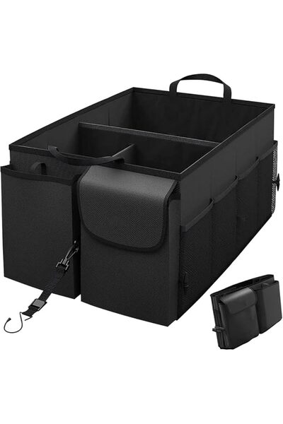 Generic 3-Compartment Collapsible Car Trunk Organizer, Storage Box with Adjus...