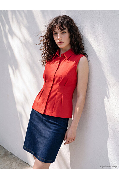 LC Waikiki Nevavm Women's Pleated Waist-Sitting Shirt with a Difference