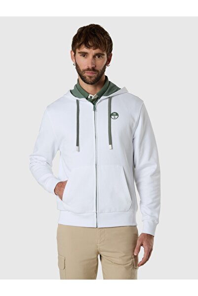 North Sails Kontrast Logo Detaylı Tam Boy Fermuarlı %100 Pamuk Erkek Kapüşonl...