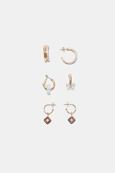 Stradivarius 3'lü charm küpe seti