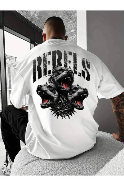 2BIR تي شيرت فضفاض بطباعة 3 كلاب بتصميم Y2K، ياقة مستديرة، مثالي للطقس الدافئ...