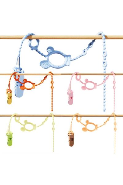 ToolHouse Baby Pacifier Clip 5-Pack Silicone Teether Strap Anti-Drop Pacifier...