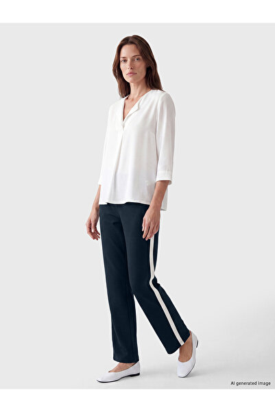 LC Waikiki Nevavm Women's Trousers with Elastic Waist and Stripe Detail
