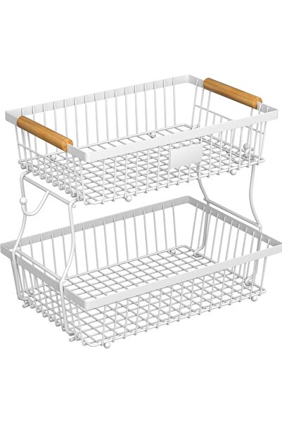 GENERAL 3 Tier Fruit Basket for Kitchen Counter with 2 Banana Hangers, Counte...