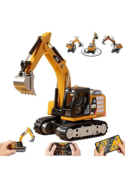TERRIFI 1/64 Remote Control Excavator Toy, RC Construction Vehicle with Metal...