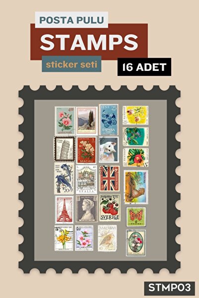 postercraft Set retro naljepnica sa poštanskim markicama - 16 gotovih naljepn...