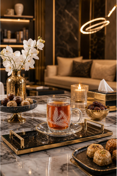 Generic Brand Luxury Style 12 pieces tea cups with saucer set | Golden effect...