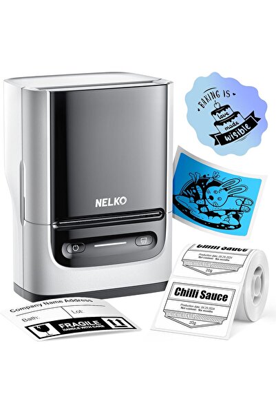Nelko Преносим термопринтер, Bluetooth, ролкови етикети, за PC, Android и iOS...
