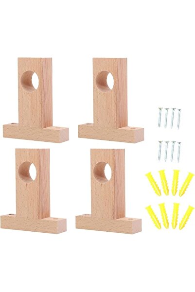 PRETYZOOM Curtain Rod Bracket Set Beige, Wall Mount Curtain Holders With Scre...