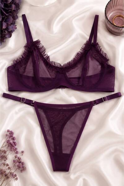 CASULA Mor Transparan Bralet Takım
