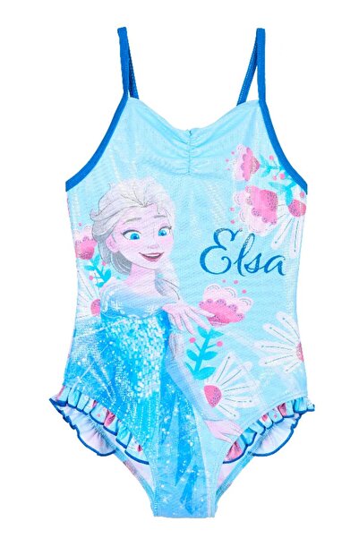 Sun City Fashion Group Ολόσωμο μαγιό κορίτσι "Frozen elsa and flowers" γαλάζιο