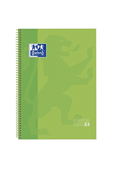 Oxford Spirálový zápisník, Europeanbook 1, A4+, 80 listů - 90 g/m², zelené tv...