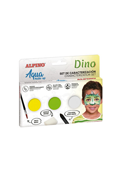 Alpıno Aqua Make-up Sada - Dino, 3 barvy + štětec a houbička na make-up, černá