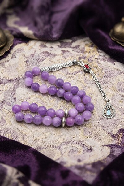 Prestige Natural Amethyst Stone 33 Prayer Beads with Metal Tassels 8mm Sphere...