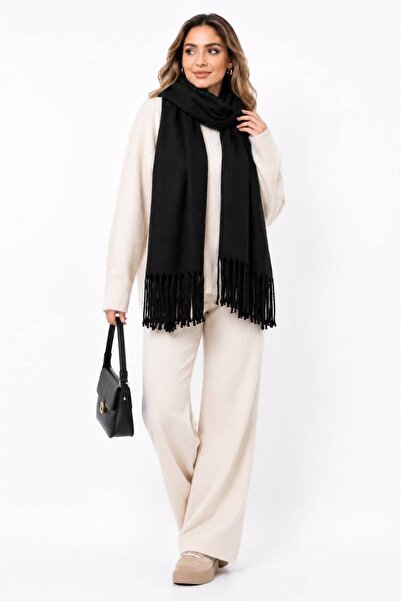 Sfg Life Moda Women's Knitwear Scarf with Tassels, Soft Textured Winter Shawl...