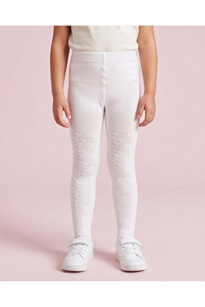 REDTAG Girls White Jacquard Tights