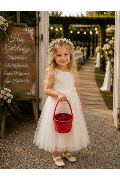 ÖRGÜM Mini Wedding Basket Engagement Promise Basket Rose Leaves Are Not Included