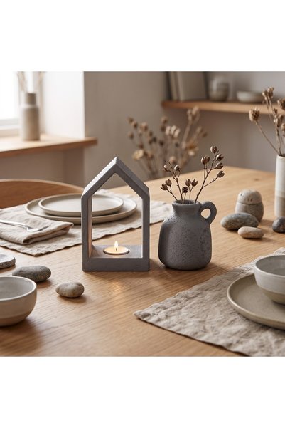 Binbirdemet 2'li Tealight Mumluk ve Kulplu Mini Vazo Seti | El Yapımı Dekoratif Set