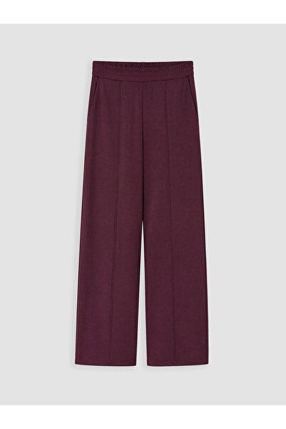 LC Waikiki Burgundy Elastic Waist Soft Touch Women's Sports Sweatpants
