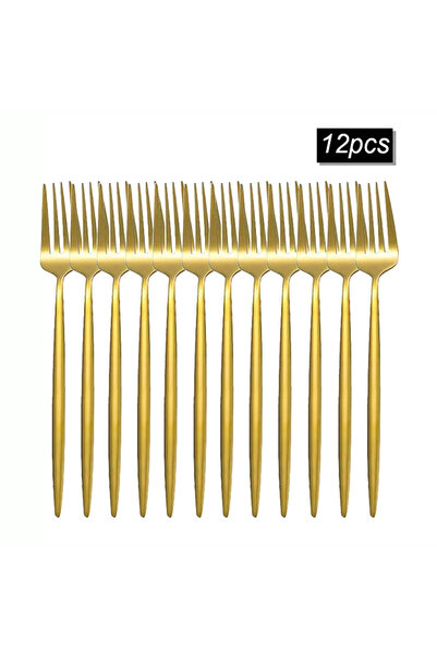 Choice1 12pcs fork 8/12/16pcs Stainless Steel Gold Tableware Dinner Fork Frui...