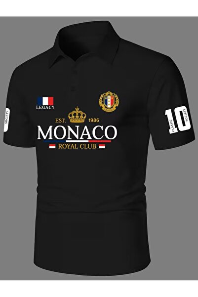 l'eivor Polo Collar Regular Fit Monaco Royal Club Printed Men's T-Shirt
