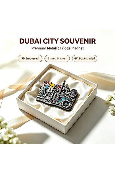 ARIANA Classic Dubai metal ornament, vibrant cityscape with camel, palm tree,...