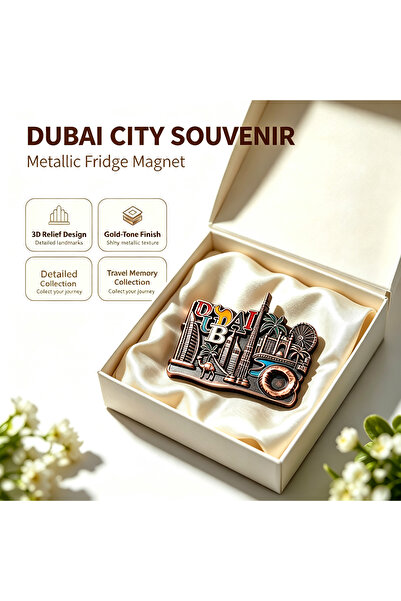 ARIANA Classic Dubai metal ornament, vibrant cityscape with camel, palm tree,...