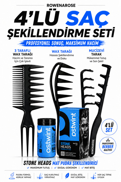 ROWENAROSE Mucizevi hacim ve dalga saç şekillendirme tarak 4'lü wax ve şekil ...