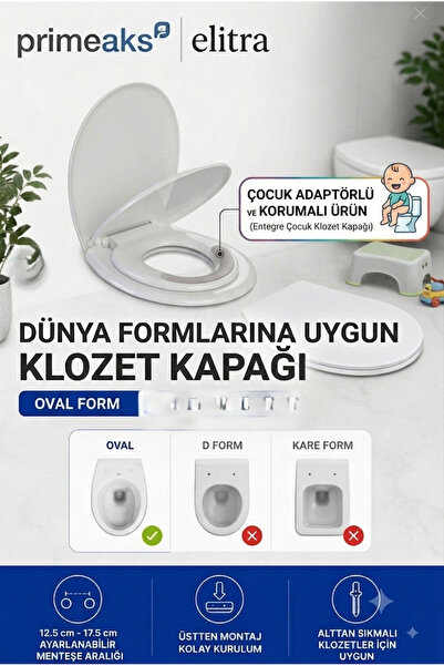 Primeaks Çocuk Adaptörlü Klozet Kapağı – Çocuk Tuvalet Oturağı – Kaymaz Güven...