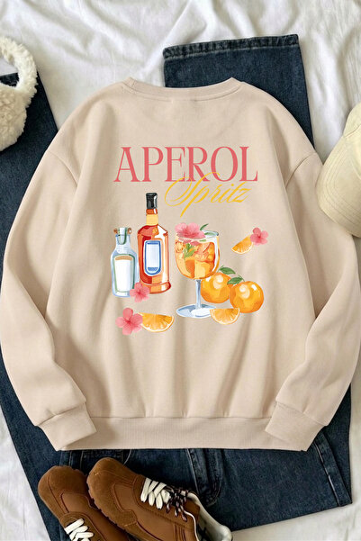 uyguntarz Unisex Aperol Printed Crew Neck Sweatshirt