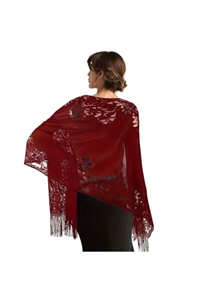 STARSTAR Elegant bridal shawl burgundy women's evening shoulder cover.