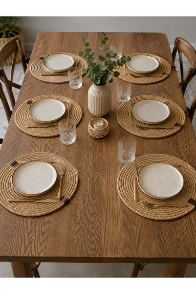 Zeora Home 6-Piece Supla Set Knitted Rope Supla Jute American Service Table M...
