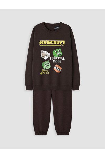 LC Waikiki Set de pijamale pentru băieți cu imprimeu Minecraft