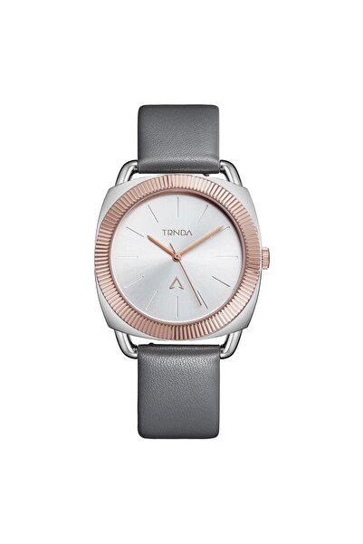 TRNDA Women's Stainless Steel Gray Leather Watch, Silver Dial | Trn-W35.8